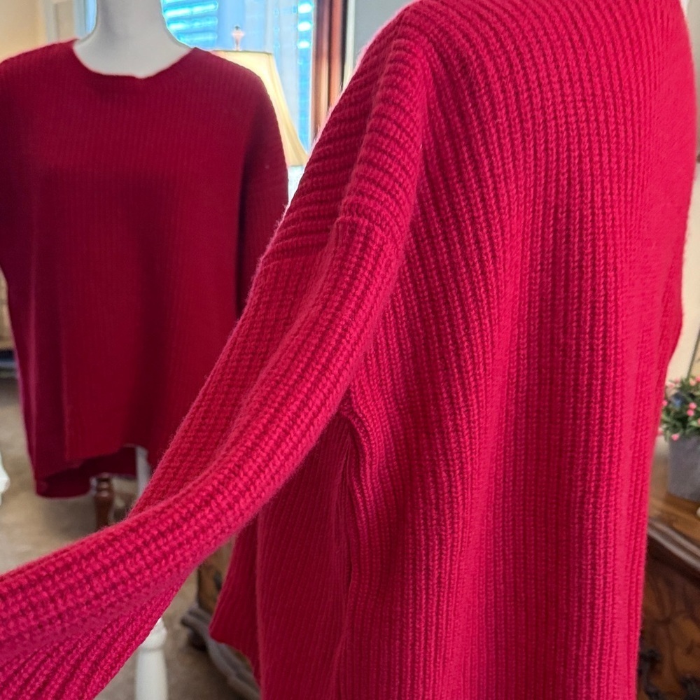 Eileen Fisher Ribbed Sweater, Recycled Cashmere-Size Large-Rich Red - Picture 6 of 12